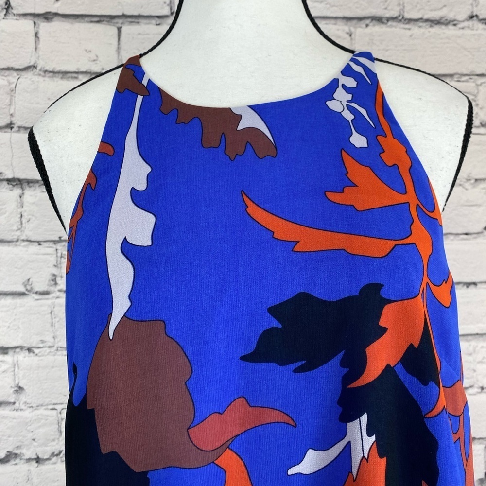 Rachel Roy Boho Geometric Blue Floral Halter High Low Dress size Medium - Picture 8 of 11